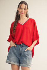 "Georgia" Batwing Blouse, 2 colors - The Katie Grace Boutique