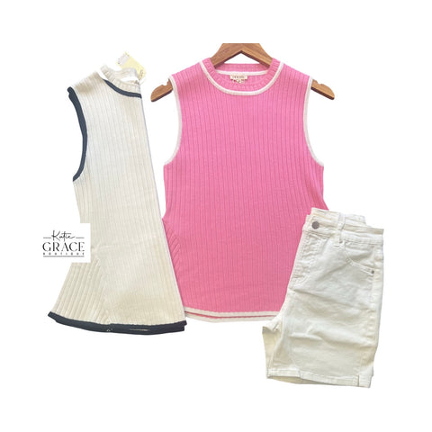 "Emma" Sleeveless Peplum Sweater, 2 colors - The Katie Grace Boutique