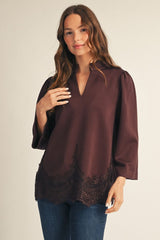 "Cheri" 3/4 Sleeves with Lace - The Katie Grace Boutique