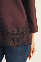 "Cheri" 3/4 Sleeves with Lace - The Katie Grace Boutique