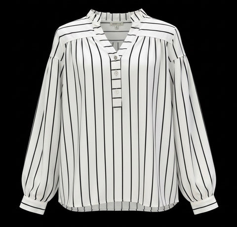 "Olie" Striped Blouse - The Katie Grace Boutique