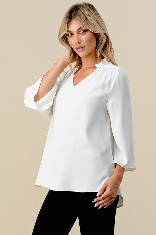 Now in Plus! "Sarah" 3/4 Sleeve Blouse, 5 colors - The Katie Grace Boutique