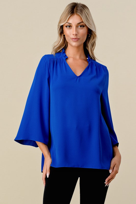 Now in Plus! "Sarah" 3/4 Sleeve Blouse, 5 colors - The Katie Grace Boutique