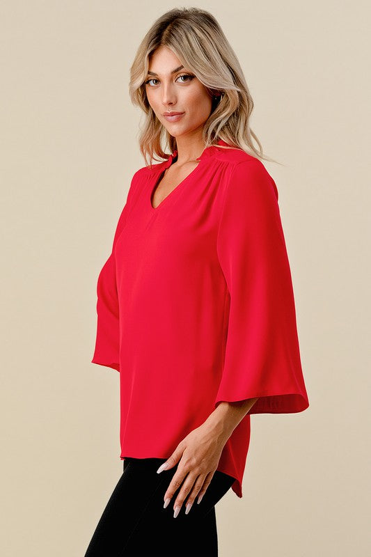 Now in Plus! "Sarah" 3/4 Sleeve Blouse, 5 colors - The Katie Grace Boutique