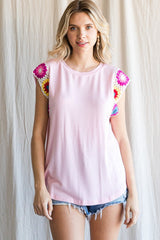 SALE! "Marisol" Crochet Sleeve Top - The Katie Grace Boutique