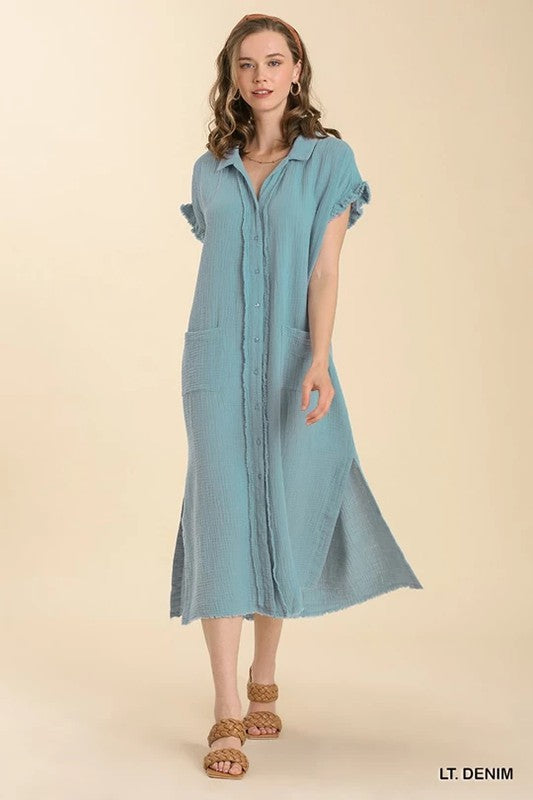 "Kallie" Soft Cotton Midi Dress - The Katie Grace Boutique