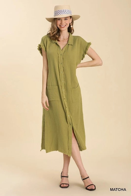 "Kallie" Soft Cotton Midi Dress - The Katie Grace Boutique