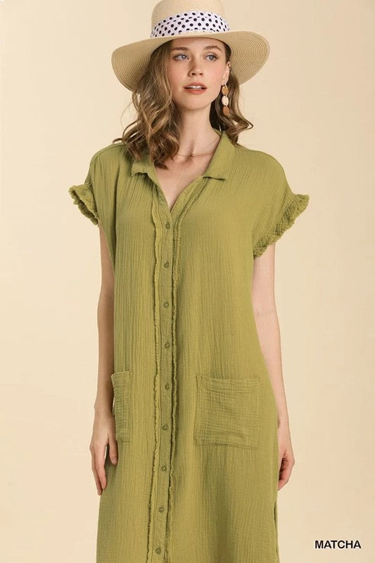 "Kallie" Soft Cotton Midi Dress - The Katie Grace Boutique