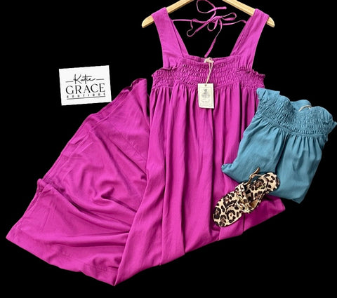 "Eva" Smocked Maxi Dress - The Katie Grace Boutique