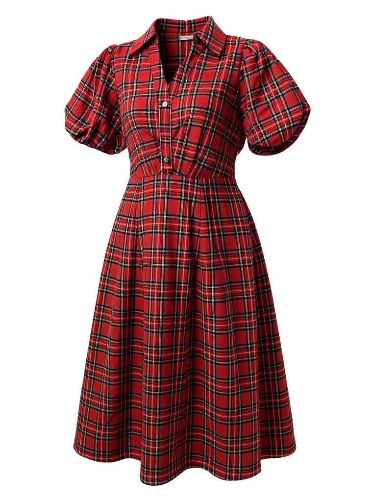 "Merry"  Plaid Midi Dress - The Katie Grace Boutique