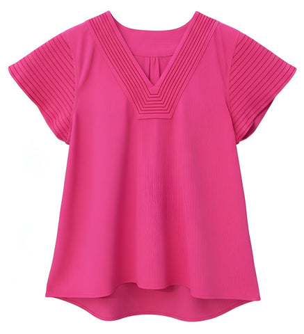 "Zoe" V Neck Blouse, Pink - The Katie Grace Boutique