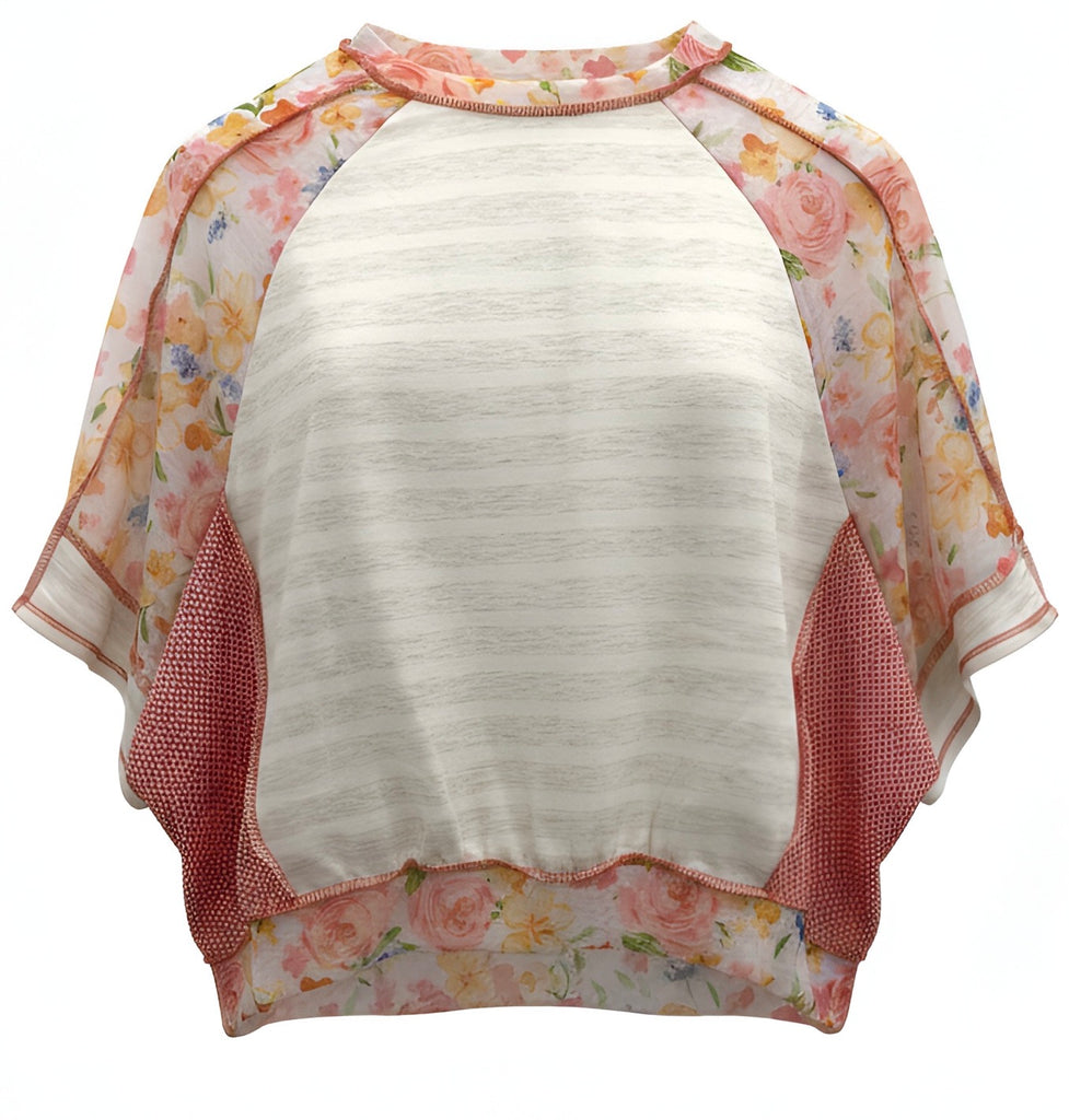 "Steph" Floral and Stripe Top - The Katie Grace Boutique