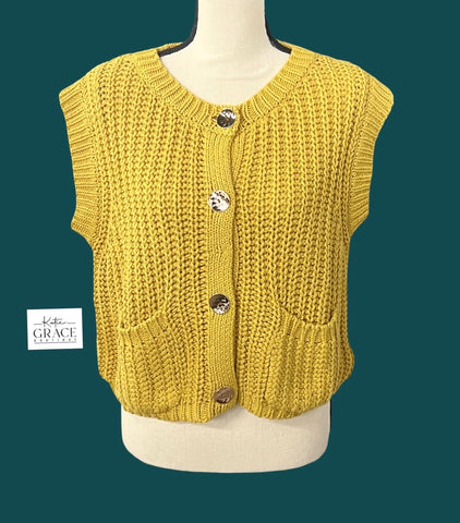 "Marigold"  Button Sweater - The Katie Grace Boutique