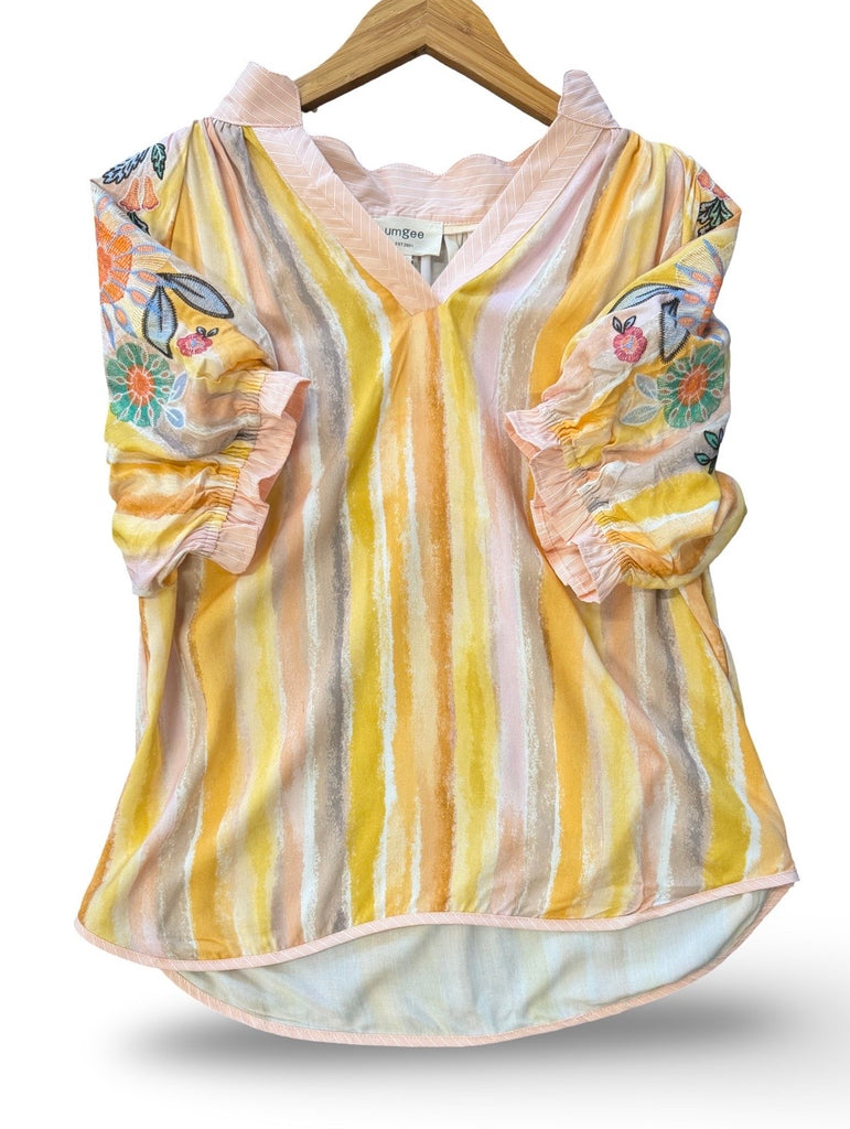 "Shasta"  Embroidered Sleeve - The Katie Grace Boutique