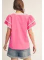 "Vera" Applique Blouse - The Katie Grace Boutique