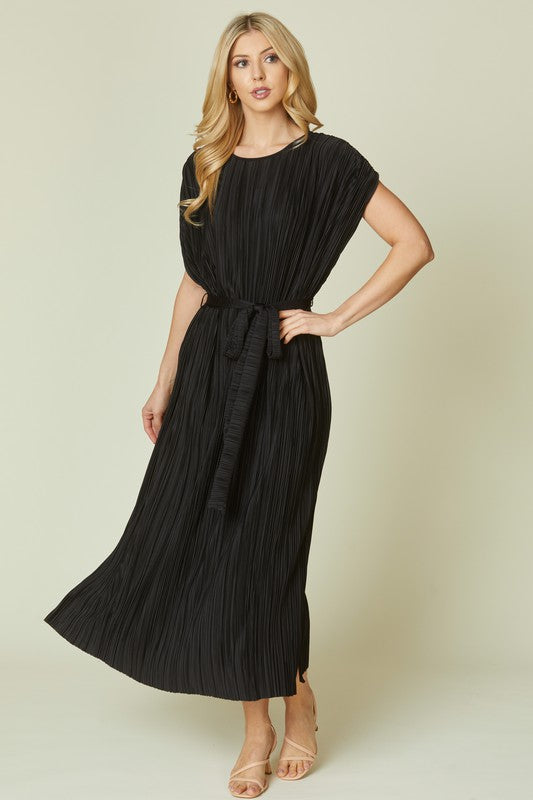 "Rebekah" Plisse Midi Dress - The Katie Grace Boutique