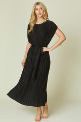 "Rebekah" Plisse Midi Dress - The Katie Grace Boutique