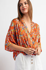 "Hailey" Floral Tie Blouse - The Katie Grace Boutique