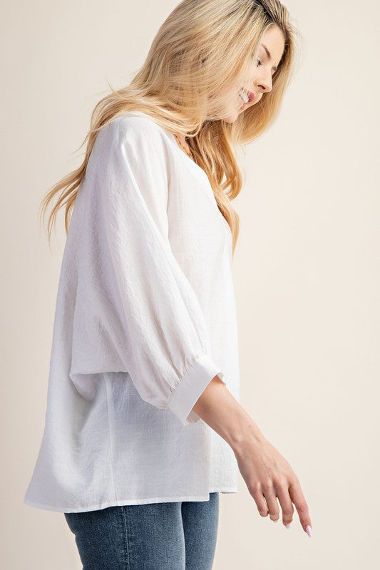 "Chelsea" 3/4 blouse, 2 colors - The Katie Grace Boutique