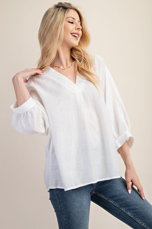 "Chelsea" 3/4 blouse, 2 colors - The Katie Grace Boutique