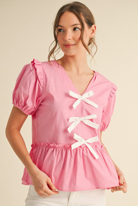 "Mia" Poplin Cotton Blouse - The Katie Grace Boutique