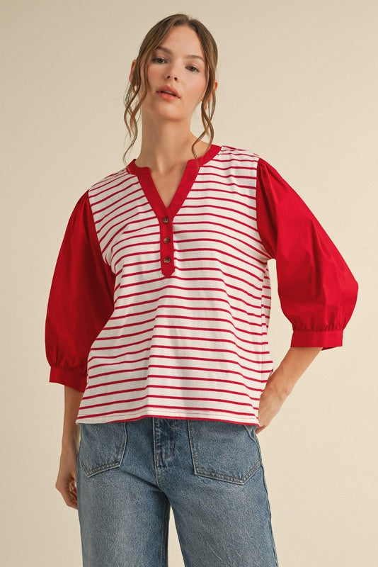 "Dana" Striped Top - The Katie Grace Boutique