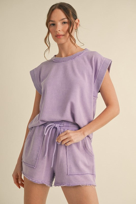 "Lorna" Mineral Washed Separates, Lavender - The Katie Grace Boutique