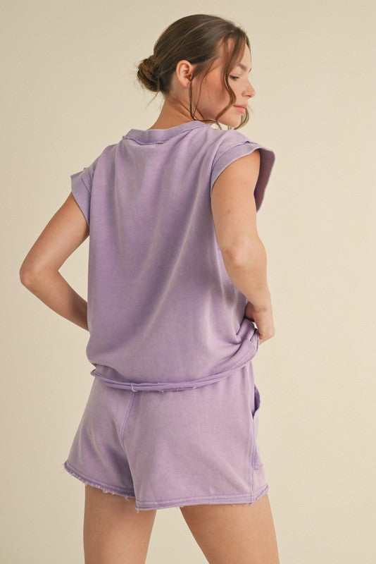 "Lorna" Mineral Washed Separates, Lavender - The Katie Grace Boutique