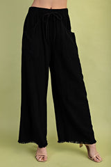 "Marigold" Frayed Cropped Wide Leg Pants - The Katie Grace Boutique