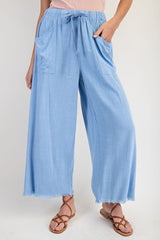 "Marigold" Frayed Cropped Wide Leg Pants - The Katie Grace Boutique