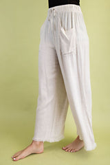 "Marigold" Frayed Cropped Wide Leg Pants - The Katie Grace Boutique