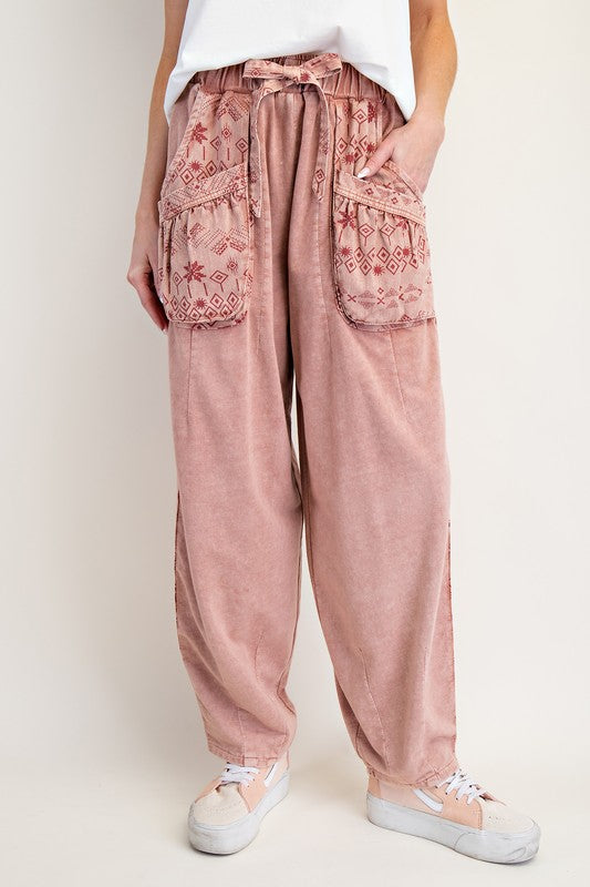 "Crista" Mineral Washed Pants - The Katie Grace Boutique