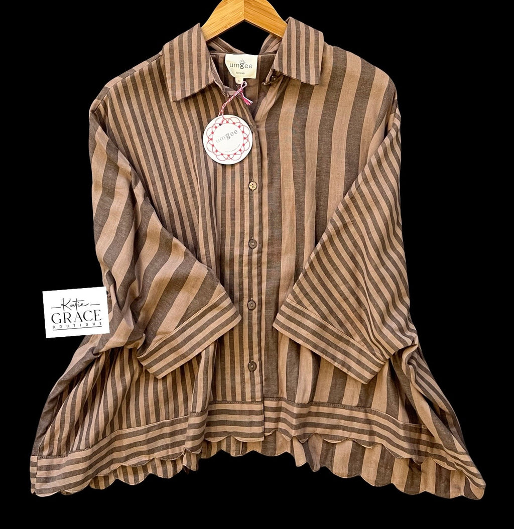 "Tessa" Oversized Stripe Top - The Katie Grace Boutique
