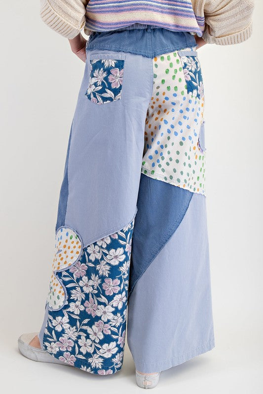 "Payton" Wide Leg Applique' Pants - The Katie Grace Boutique