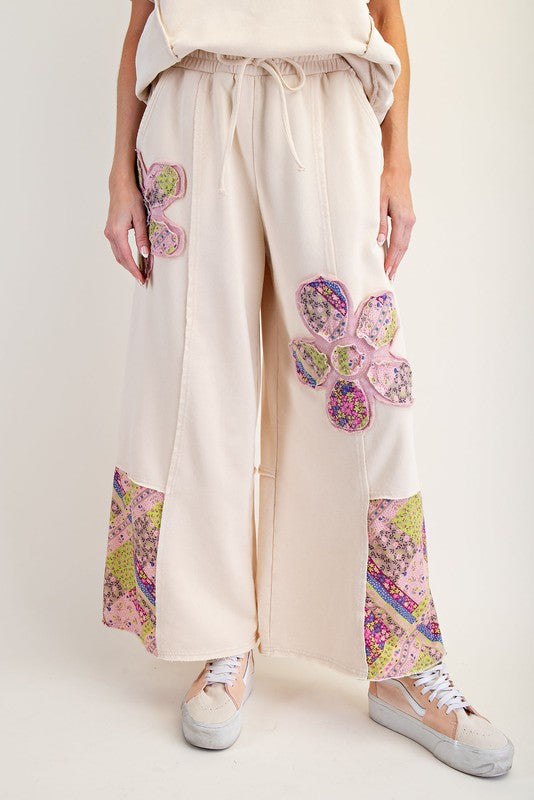 "Elsie" Applique' Wide Leg Pant - The Katie Grace Boutique