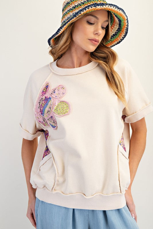 "Madelyn" Applique Floral Pullover - The Katie Grace Boutique