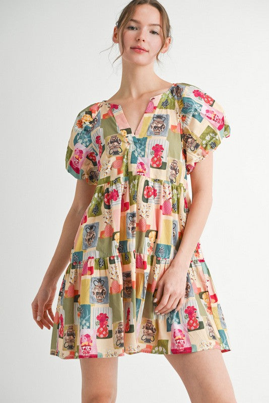 "Stephanie" Vase Motif Dress - The Katie Grace Boutique