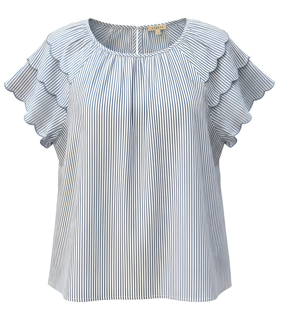 "Alicia" Striped Blouse - The Katie Grace Boutique