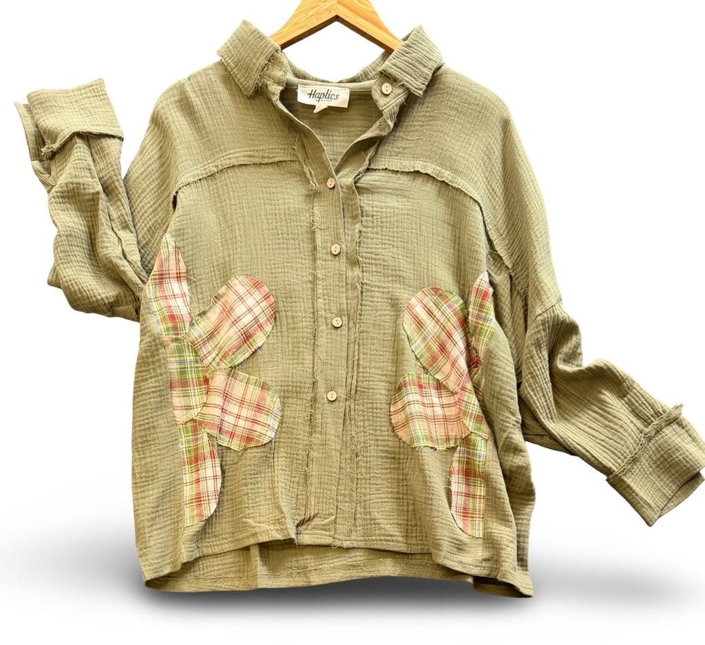 "Courtney" Applique Blouse - The Katie Grace Boutique