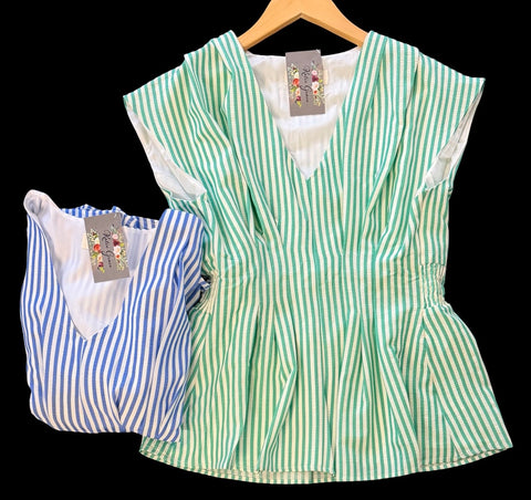 "Ginnie" Cap Sleeve Peplum Blouse, 2 colors - The Katie Grace Boutique