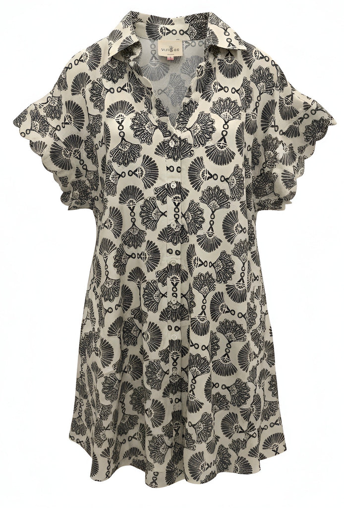 "Clara" Scalloped  Detail Dress - The Katie Grace Boutique