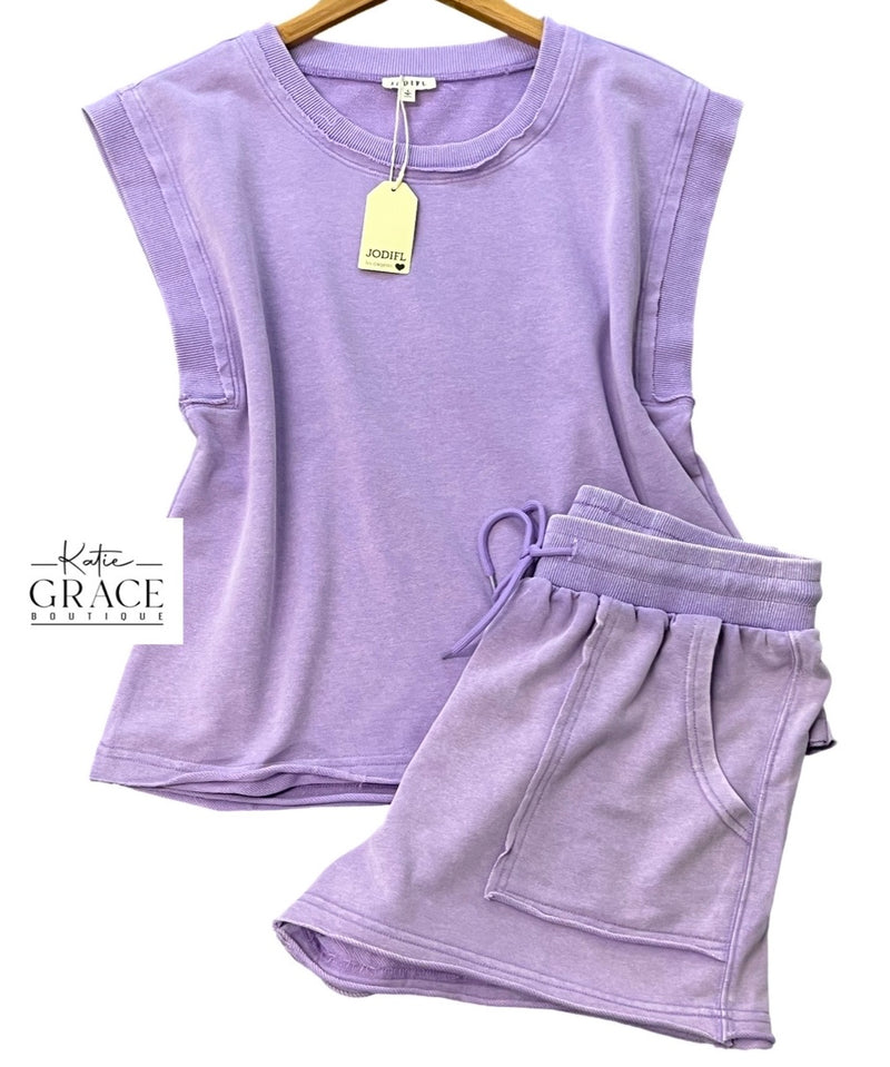"Lorna" Mineral Washed Separates, Lavender - The Katie Grace Boutique