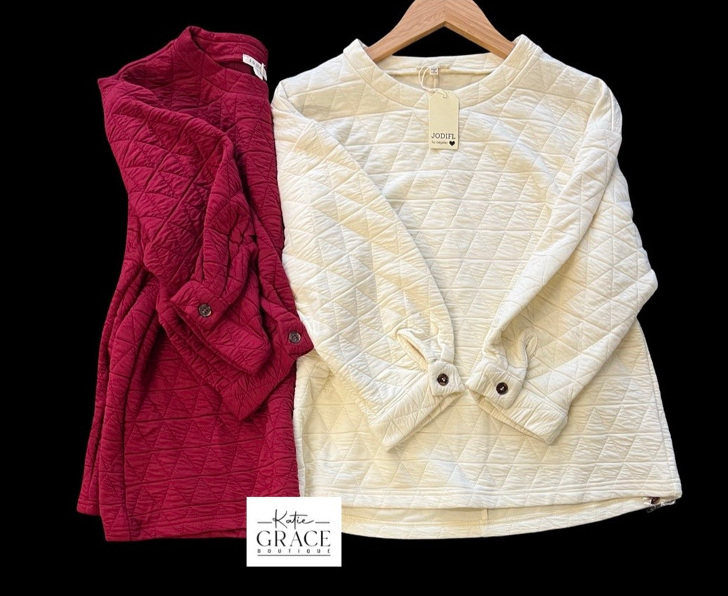 "Elise" Quilted Top, 2 colors - The Katie Grace Boutique