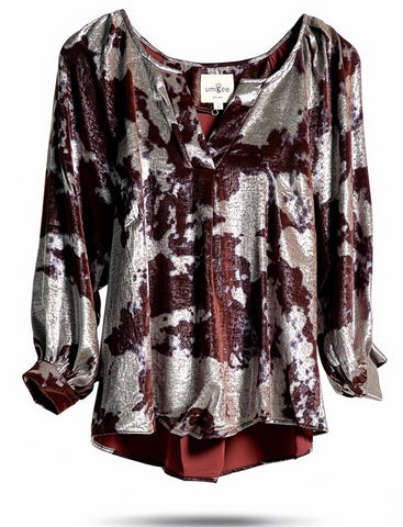 "Whitney" Metallic Blouse - The Katie Grace Boutique