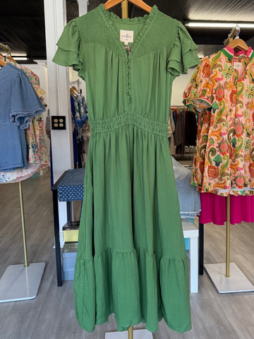 "Ivey" Ruffled Sleeve Dress - The Katie Grace Boutique