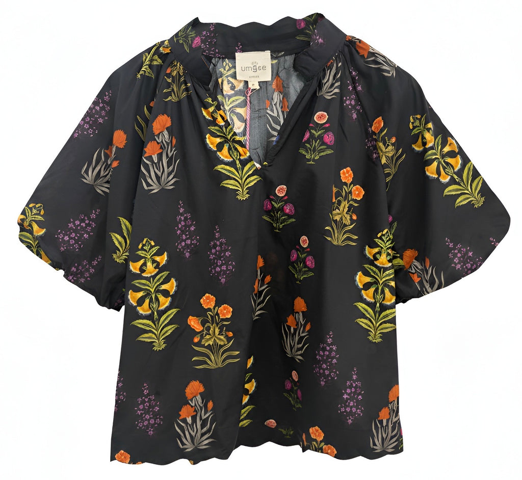 "Cora" Blouse Scalloped Hems - The Katie Grace Boutique
