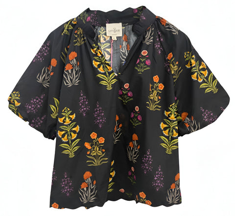 "Cora" Blouse Scalloped Hems - The Katie Grace Boutique