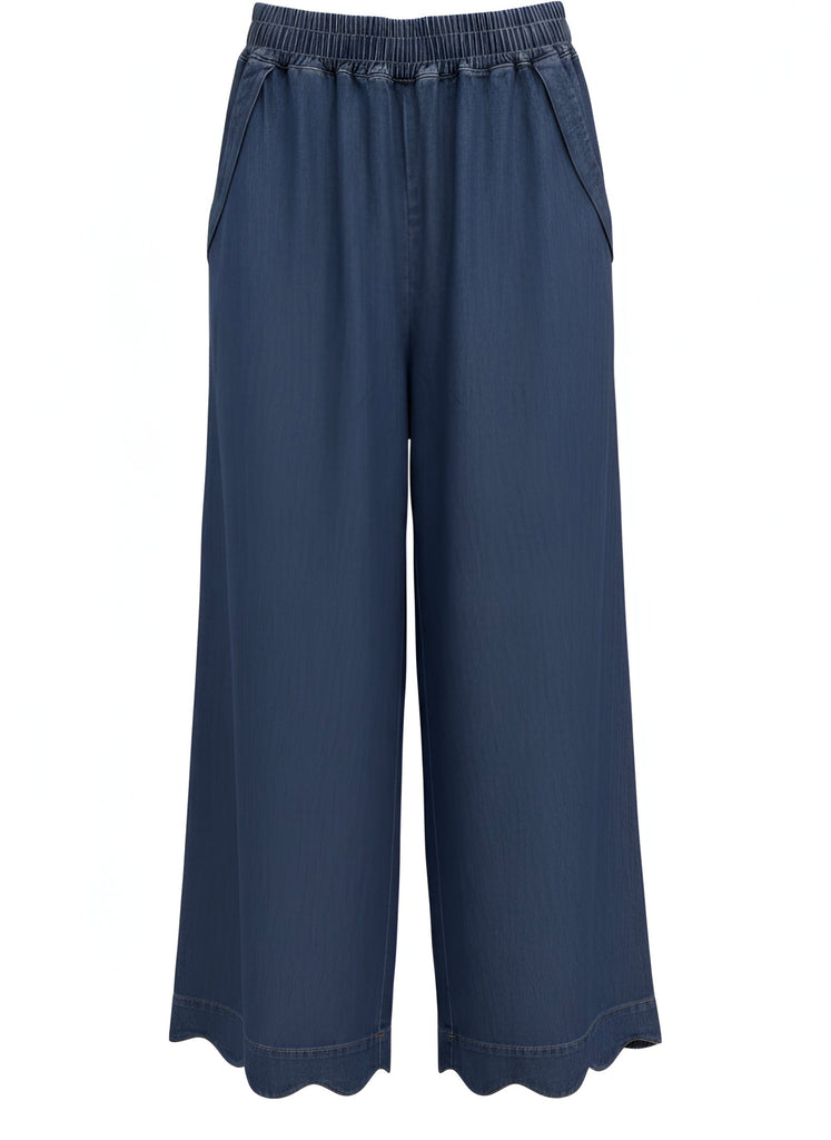 "Ava" Scalloped Wide Jeans - The Katie Grace Boutique