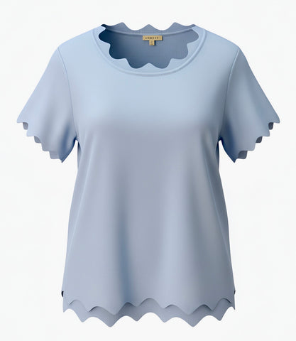 "Nelah" Scalloped Knit Top, 2 colors - The Katie Grace Boutique