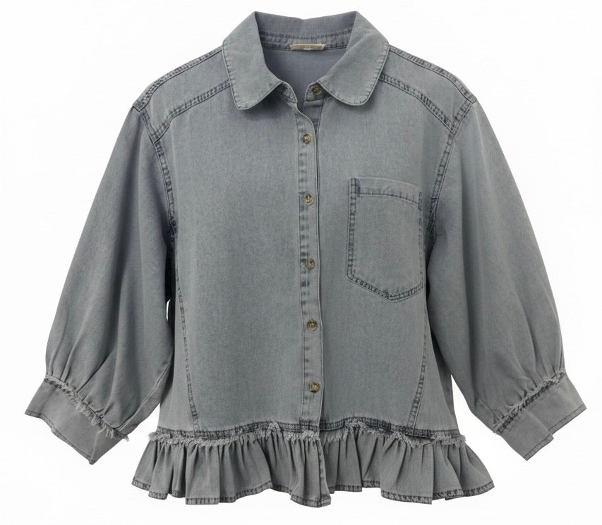 "Taylor" Denim Top - The Katie Grace Boutique